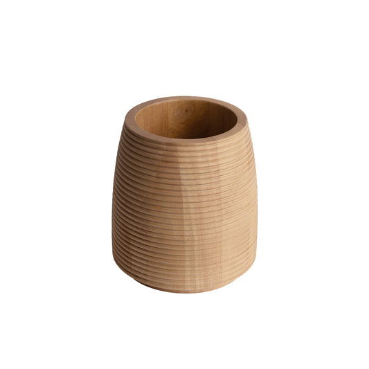 Wood Ribbed Vase