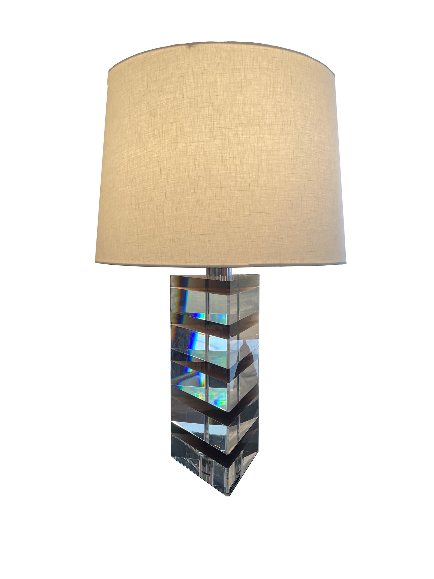 Italian Stacked Two Tone Lucite Triangular Lamp