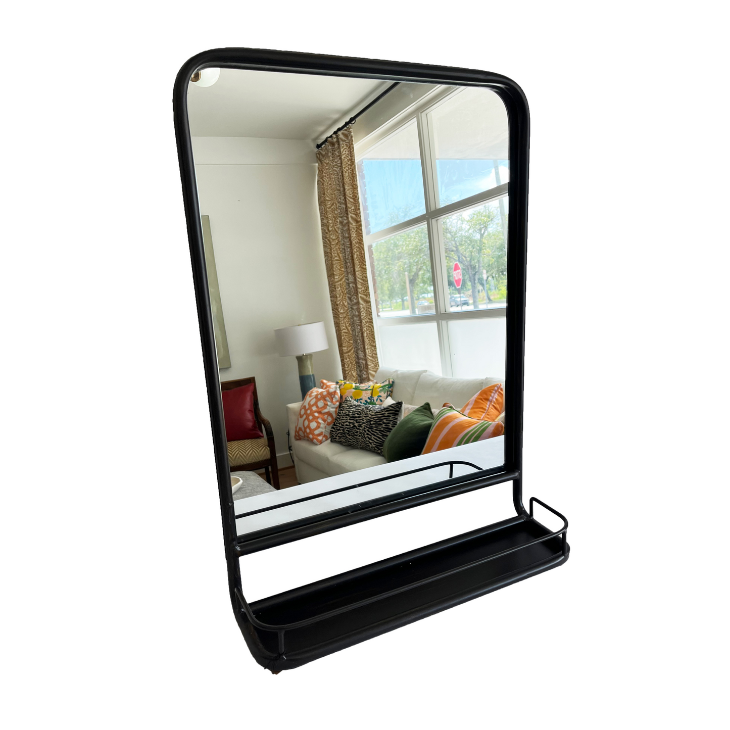 Metal Mirror with Shelf