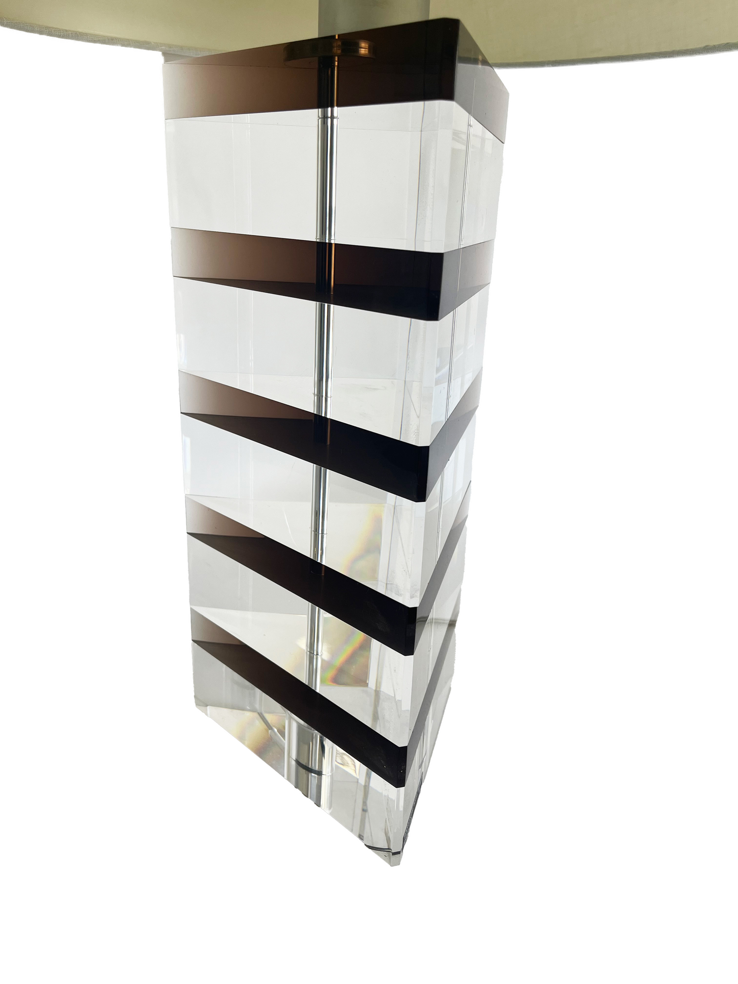 Italian Stacked Two Tone Lucite Triangular Lamp