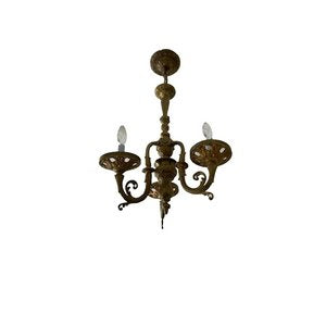 Antique Three Light Gold Chandelier